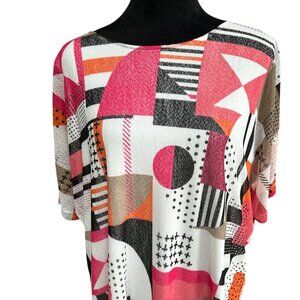 EUC MULTIPLES Geometric Print Blouse - Fully Lined With S.S. Top.